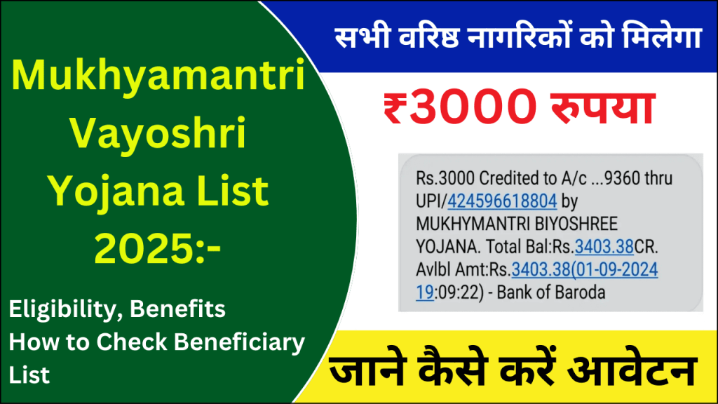 Mukhyamantri Vayoshri Yojana List 2025